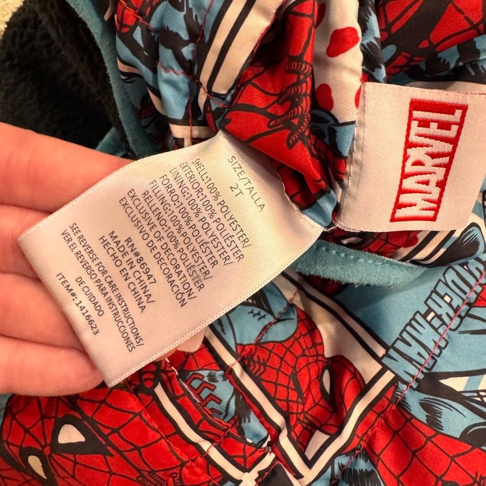 Toddler 2T Spiderman Reversible Fleece Jacket Hooded Zip Up Marvel Comic Print - Picture 4 of 5